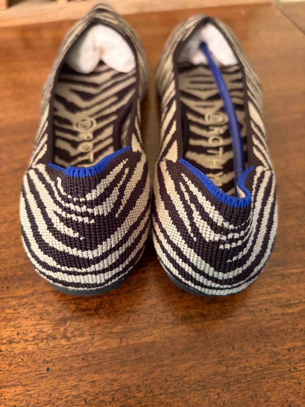 ROTHY’S  8.5 Zebra-Print Pointed Toe Women’s Flats - Black & Off White NEW - Picture 6 of 12